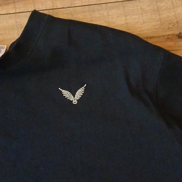 Victoria's Secret Angel Rhinestones Logo Women's Black Fleece Sweatshirt. Size M - Picture 16 of 17